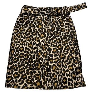 J. Crew Skirt Removable Belted Leopard Print Back Zipper Lined Size 4 NWOT